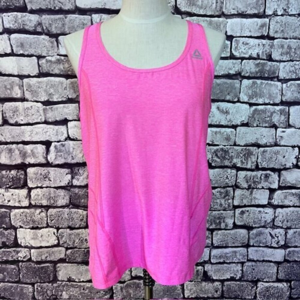 Reebok Pink & White Heathered Sleeveless Tank Size XL